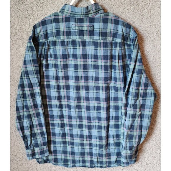 Duluth Trading Co Relaxed Fit Plaid Button Down Long Sleeve Flannel Shirt Size L - Picture 10 of 14